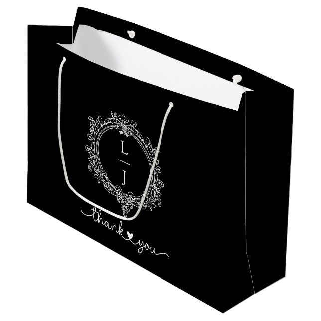 Bolsa De Regalo Grande black and white foliage Crest wedding invitation (Angulo Anverso)