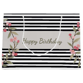 Bolsa De Regalo Grande Black And White Stripe