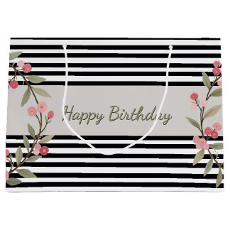 Bolsa De Regalo Grande Black And White Stripe