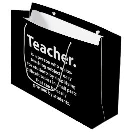 Bolsa De Regalo Grande Black and White Teacher Appreciation Quote