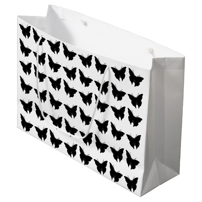 Bolsa De Regalo Grande Black Bold Mod Butterflies (Angulo Anverso)