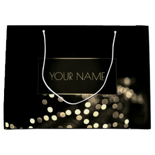 Bolsa De Regalo Grande Black Gold Minimal Name Luces de promoción de mar