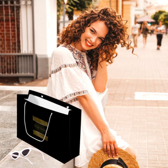 Bolsa De Regalo Grande Black Gold Minimal Name Luxury Branty (Black Gold Minimal Name Luxury Branding Beauty Large Gift Ba)