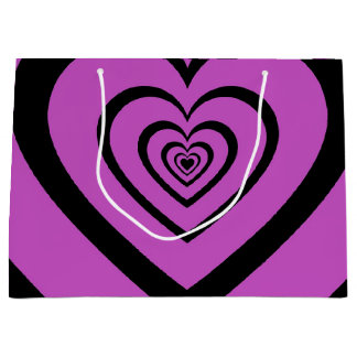 Bolsa De Regalo Grande Black Purple Hypnotic Heart Love Pattern