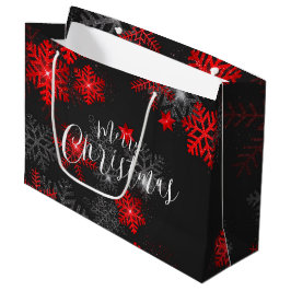 Bolsa De Regalo Grande Black red snowflake Merry Christmas new year Box
