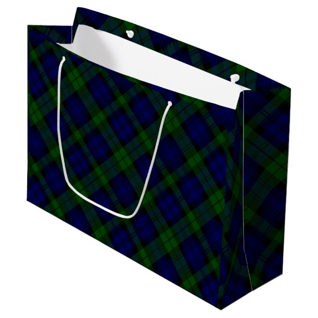 Bolsa De Regalo Grande Black Watch Tartan Blue Green Plage (Angulo Anverso)