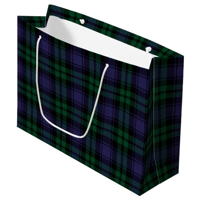Bolsa De Regalo Grande Black Watch Tartán, Plaid (Angulo Anverso)