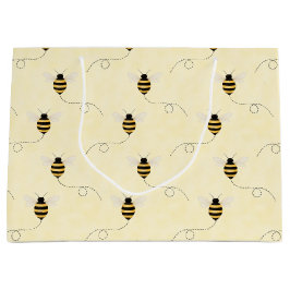 Bolsa De Regalo Grande Black Yellow Gold Bees Baby Shower
