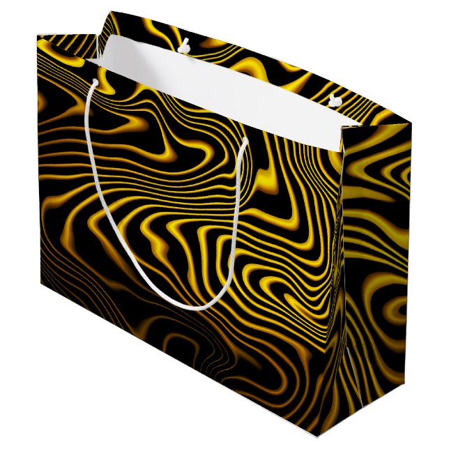 Bolsa De Regalo Grande Black Yellow Gold Swirls Texture (Angulo reverso)