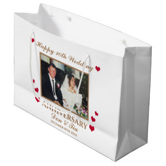 Bolsa De Regalo Grande Blanco: Feliz décimo aniversario Boda