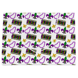 BOLSA DE REGALO GRANDE BLANCO PURPLE VERDE ORO MARDI GRAS BEADS