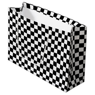 Bolsa De Regalo Grande Blanco y Negro a Cuadros