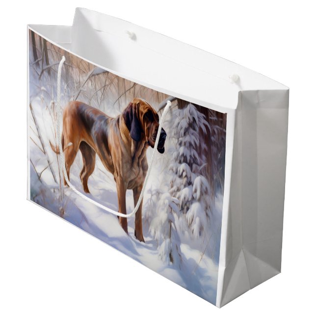 Bolsa De Regalo Grande Bloodhound deja que nieve Navidades (Angulo Anverso)
