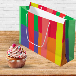 Bolsa De Regalo Grande Bloque de color Banda Monograma Nombre Arcoiris