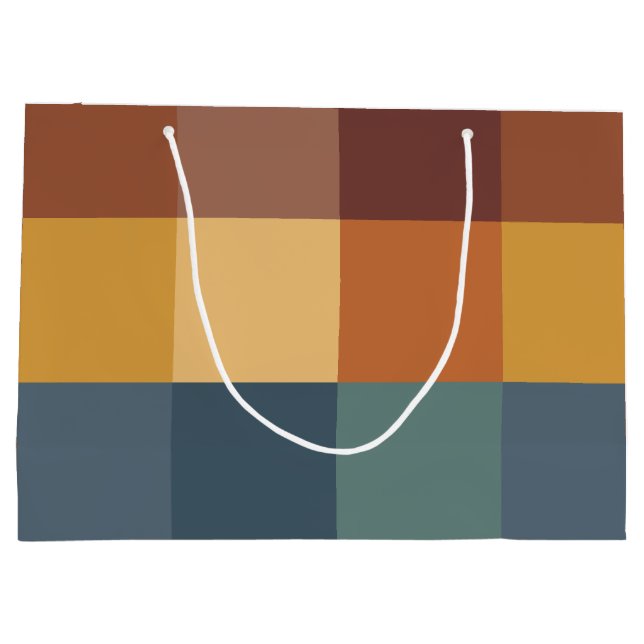 Bolsa De Regalo Grande BLOQUEOS DE CREMA DE NARANJA MARRONES verde azulad (Reverso)