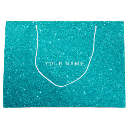 Bolsa De Regalo Grande Blue Aqua Turqoise Ocean Purpurina Favft