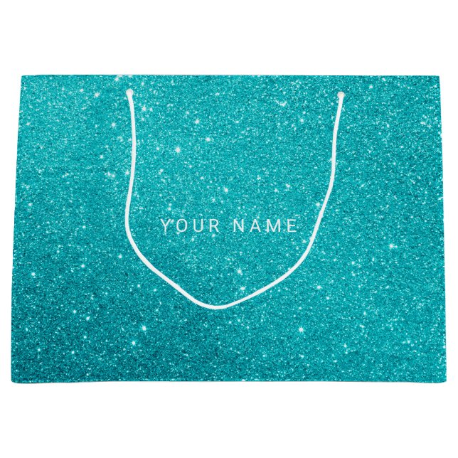 Bolsa De Regalo Grande Blue Aqua Turqoise Ocean Purpurina Favft (Anverso)