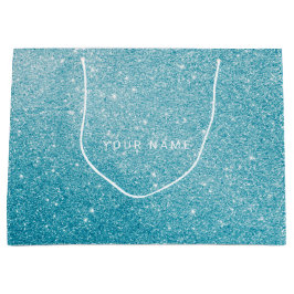 Bolsa De Regalo Grande Blue Aqua White Ocean Purpurina Favft