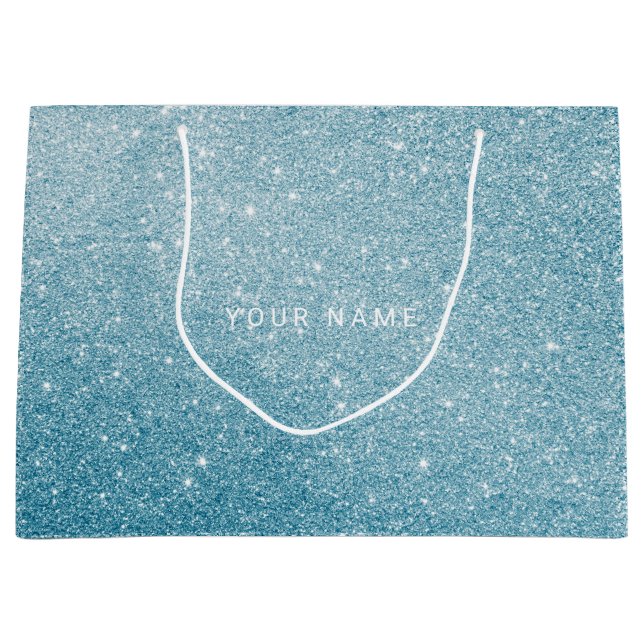 Bolsa De Regalo Grande Blue Aqua White Ocean Purpurina Favft (Anverso)