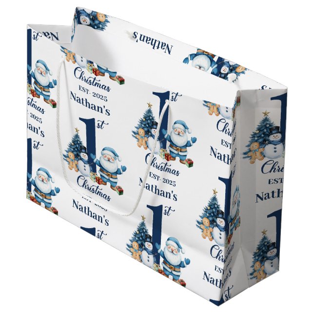 Bolsa De Regalo Grande Blue Boy First Christmas (Angulo Anverso)
