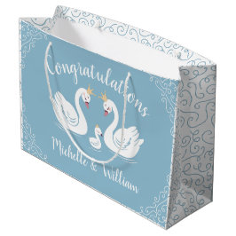 Bolsa De Regalo Grande Blue Boy Swan Baby Shower