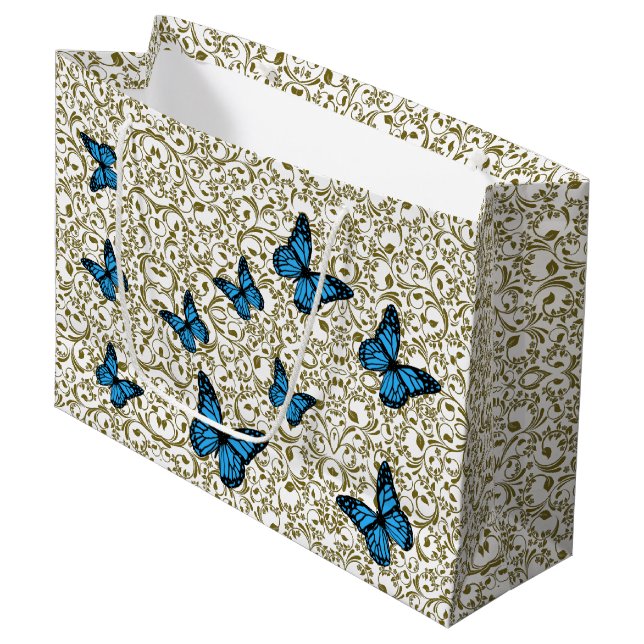 Bolsa De Regalo Grande Blue butterfly gold garden (Angulo Anverso)