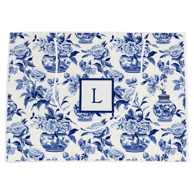 Bolsa De Regalo Grande Blue Chinoiserie Monogram  (Anverso)