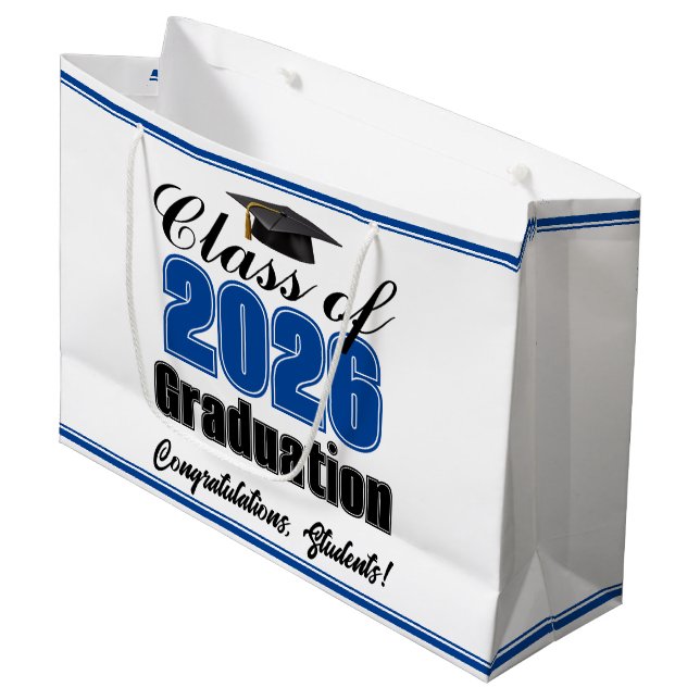 Bolsa De Regalo Grande Blue Class of 2026 Custom Graduation Party (Angulo Anverso)