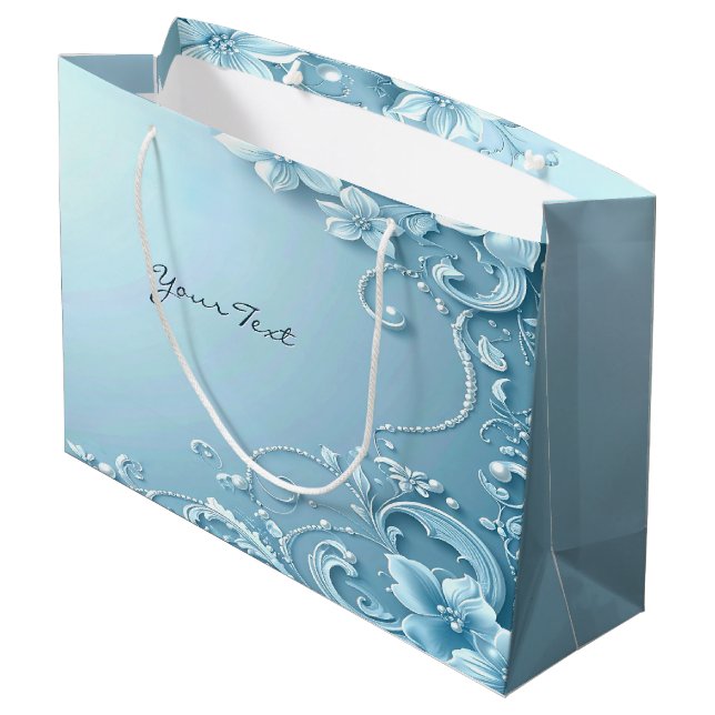 Bolsa De Regalo Grande Blue Decorative Floral Gift Bag (Angulo reverso)