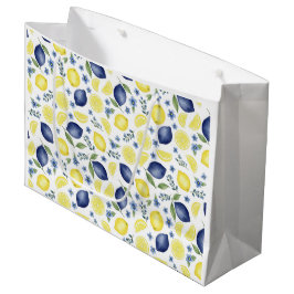 Bolsa De Regalo Grande Blue French Country Lemon Pattern