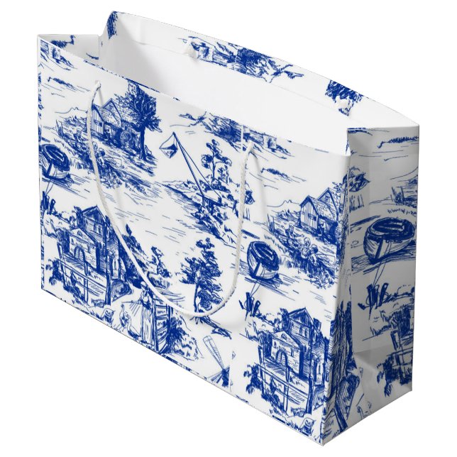 Bolsa De Regalo Grande Blue French Toile (Angulo reverso)