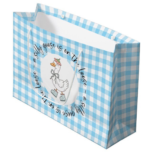 Bolsa De Regalo Grande Blue Gingham Silly Goose (Angulo Anverso)
