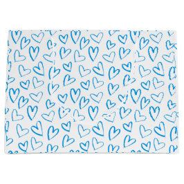 Bolsa De Regalo Grande Blue Heart Pattern Large Gift Bag