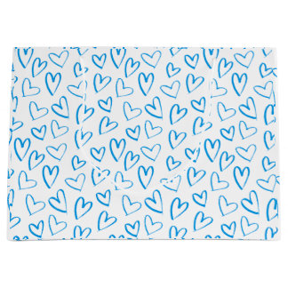 Bolsa De Regalo Grande Blue Heart Pattern Large Gift Bag