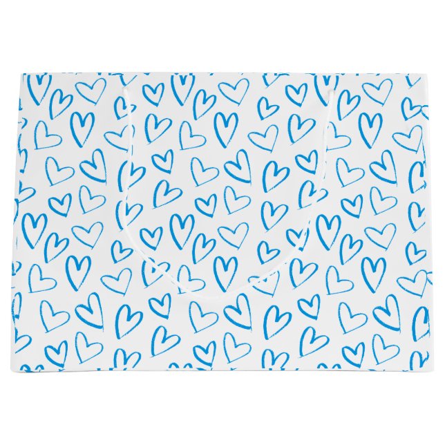 Bolsa De Regalo Grande Blue Heart Pattern Large Gift Bag (Anverso)