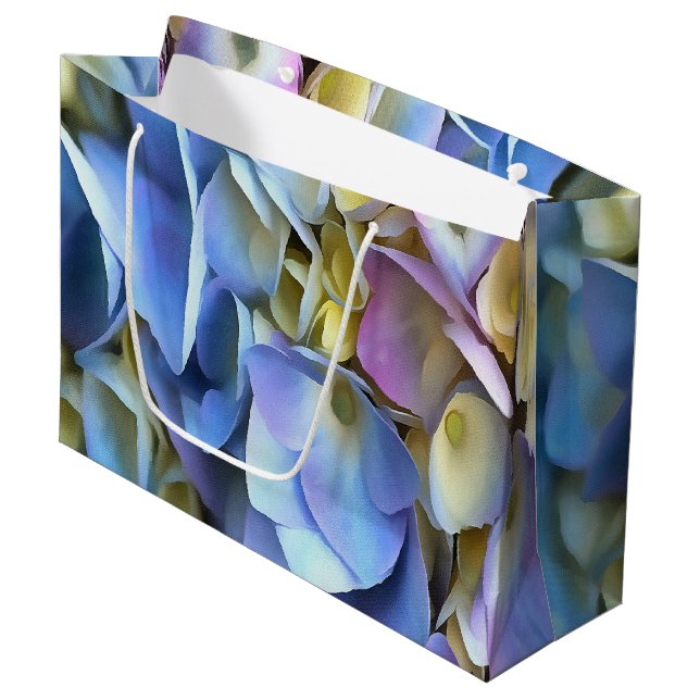 Bolsa De Regalo Grande Blue Hydrangea Shrub Bossom artístico (Angulo Anverso)