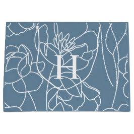 Bolsa De Regalo Grande Blue Modern Wildflower Monogram Name