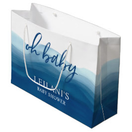 Bolsa De Regalo Grande Blue Ombre Watercolor Oh Baby Shower