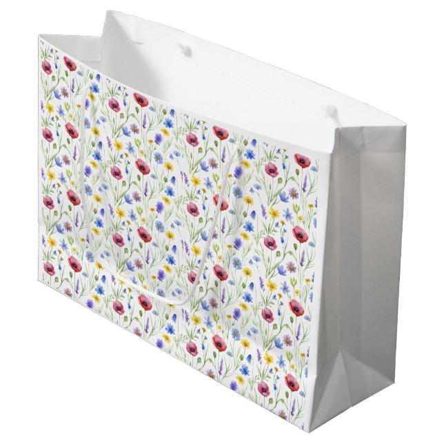 Bolsa De Regalo Grande Blue Red Watercolor Wildflower (Angulo Anverso)