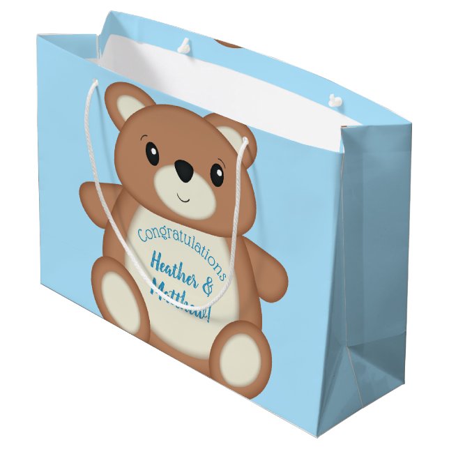 Bolsa De Regalo Grande Blue Teddy Bear (Angulo reverso)