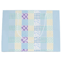Bolsa De Regalo Grande Blue-Themed Check Pattern