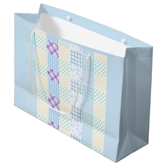 Bolsa De Regalo Grande Blue-Themed Check Pattern (Angulo Anverso)