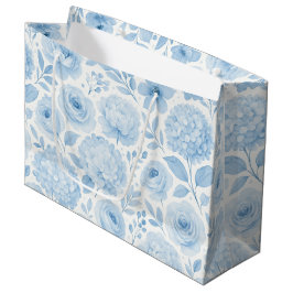Bolsa De Regalo Grande Blue White Watercolor Floral Pattern