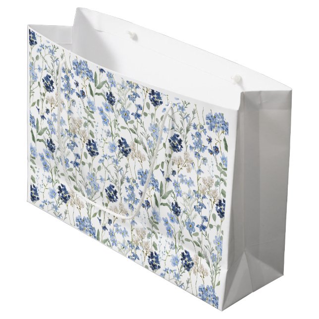 Bolsa De Regalo Grande Blue Wildflower Watercolor  (Angulo Anverso)