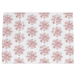 Bolsa De Regalo Grande Blush Pink White Snowflakes Christmas