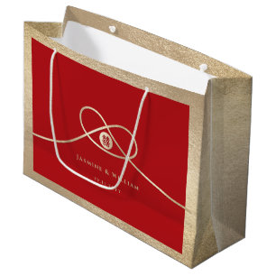 Bolsa De Regalo Grande Boda chino de doble felicidad de unión de nudos do