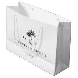 Bolsa De Regalo Grande Boda de destino con monograma de palmera dibujada 