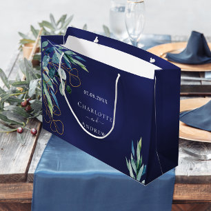 Bolsa De Regalo Grande Boda de energía verde de eucalipto azul marino