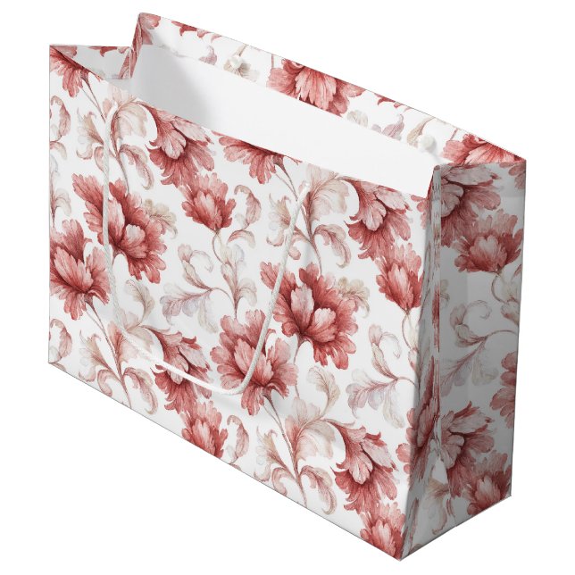 Bolsa De Regalo Grande Boda de Flores Rojas Chic (Angulo Anverso)