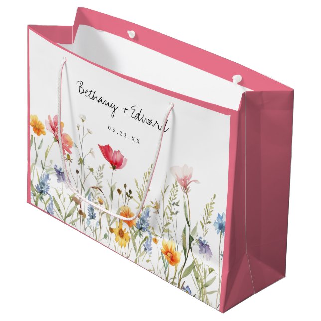 Bolsa De Regalo Grande Boda de flores silvestres (Angulo Anverso)